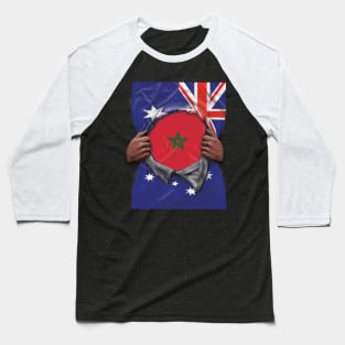 Morocco Flag Australian Flag Ripped Open - Gift for Moroccan From Morocco Baseball T-Shirt